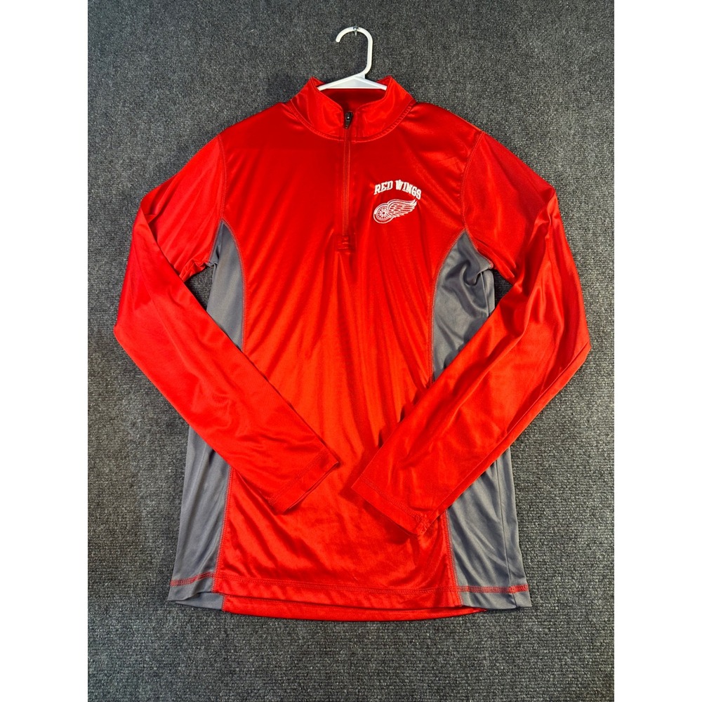NHL Detroit Red Wings Youth Small Red Grey Quarter Zip Performance Pullover